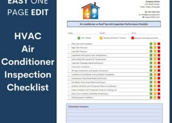 Air Conditioning HVAC Inspection Checklist, PDF MS Word Template File ...