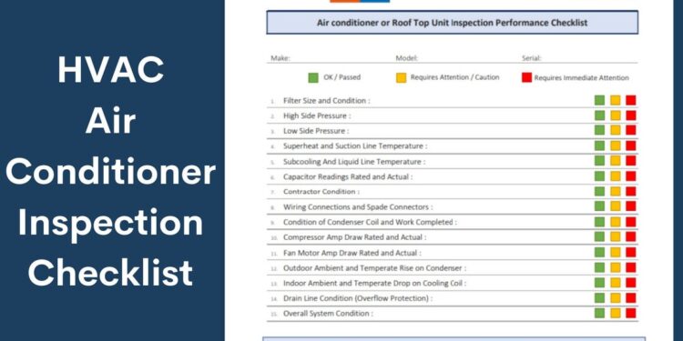 Air Conditioning HVAC Inspection Checklist, PDF MS Word Template File ...